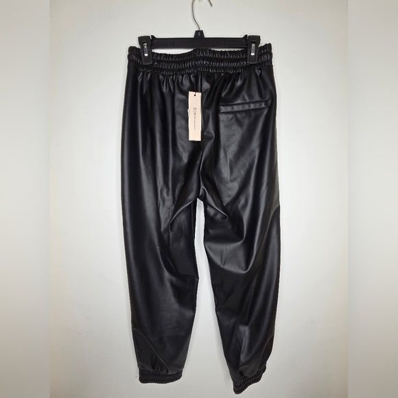 BCBGeneration Size M Black Faux Leather Joggers Pants